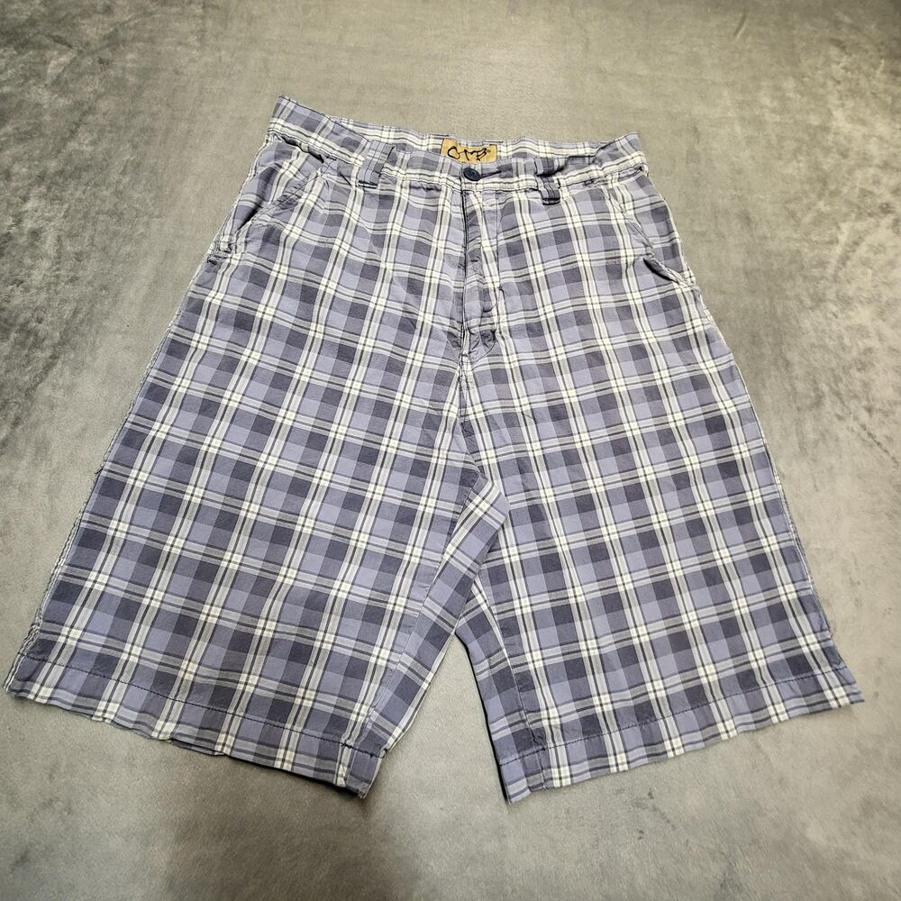 OTB Shorts Mens 32 Blue Plaid Bermuda Relaxed Fit Pockets 10in Inseam Summer